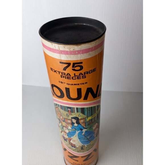 Vintage HG Toys Snow White Round 75 Piece Jigsaw Puzzle in Can 12” - Picture 3 of 16